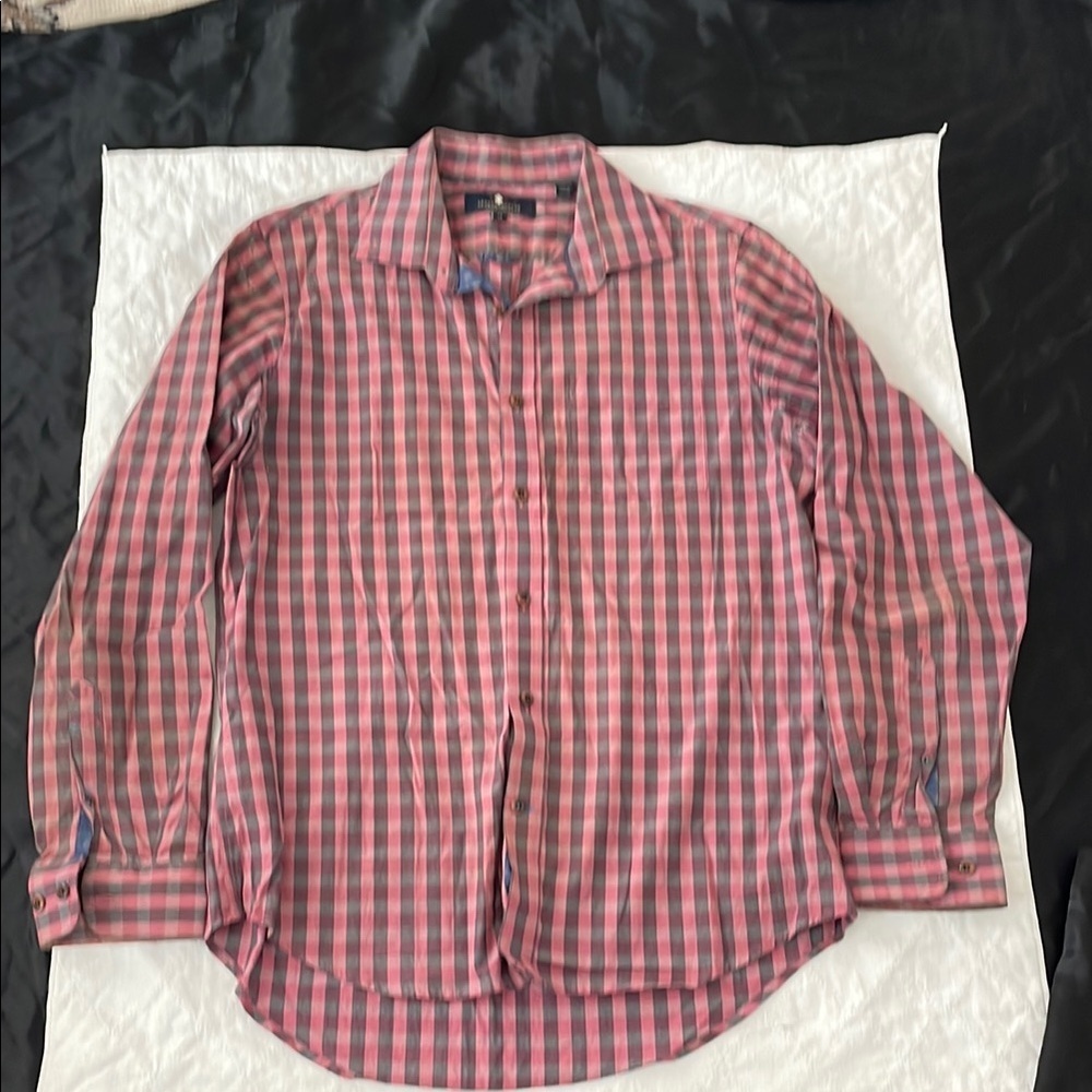 Russell Simmons Pink and Blue Casual Button Down Shirt